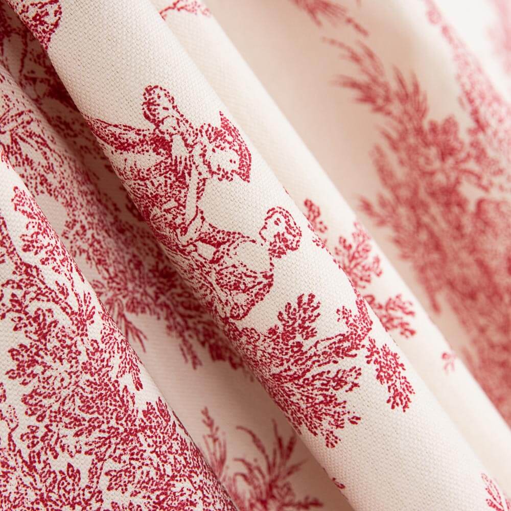Toile Coton Toile de jouy Rouge - Ribes y Casals