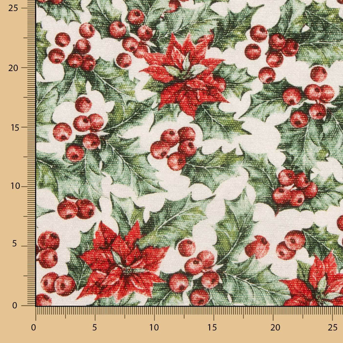 Toile de Noël Houx Ecru - Ribes y Casals