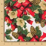 Loneta Navidad Blanco Centros Rojo - Ribes y Casals