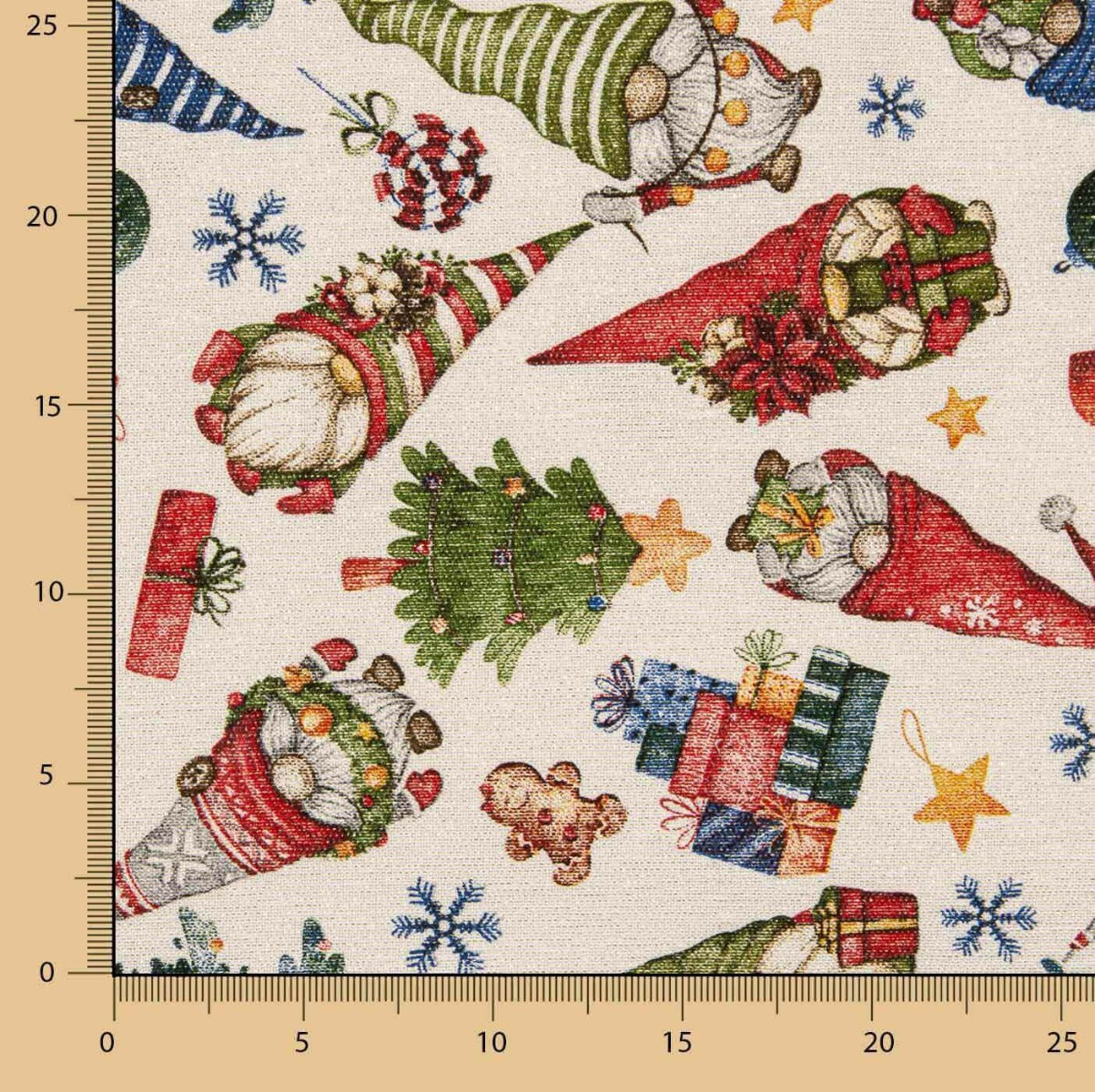 Toile lurex de Noël Gnomes y Cadeaux - Ribes y Casals