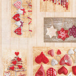 Toile Noël Bois Claire Coeurs - Ribes y Casals