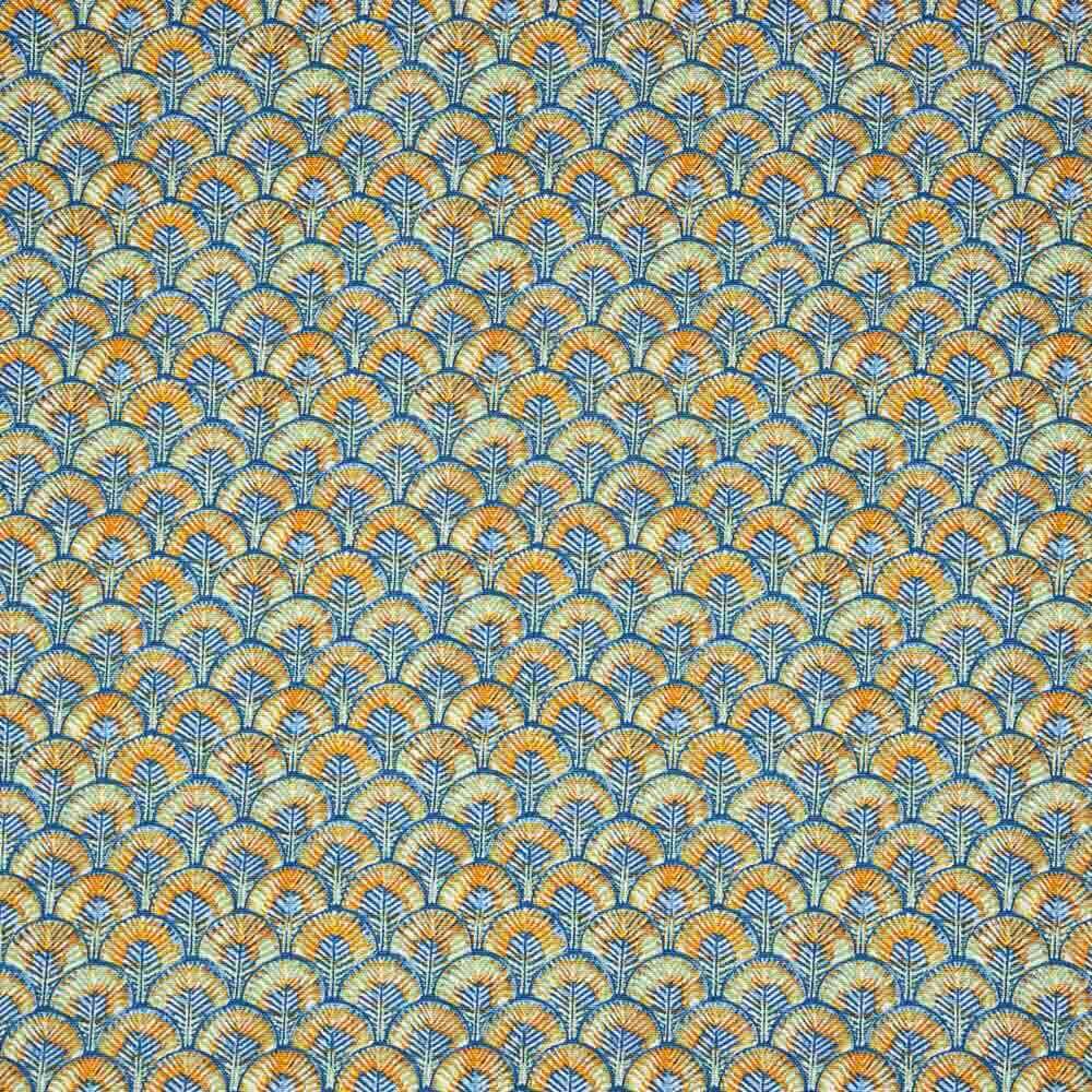 Toile de Coton Plumes Indigo - Ribes y Casals