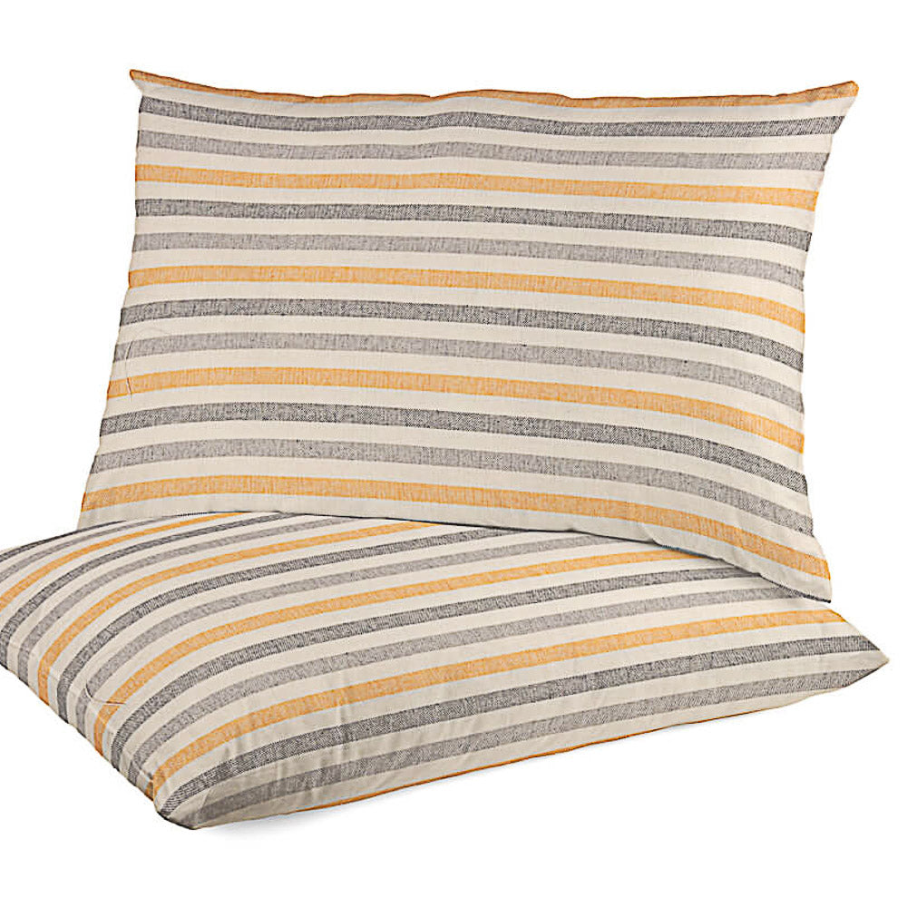 Toile de coton rayée bleu-moutarde - Ribes y Casals