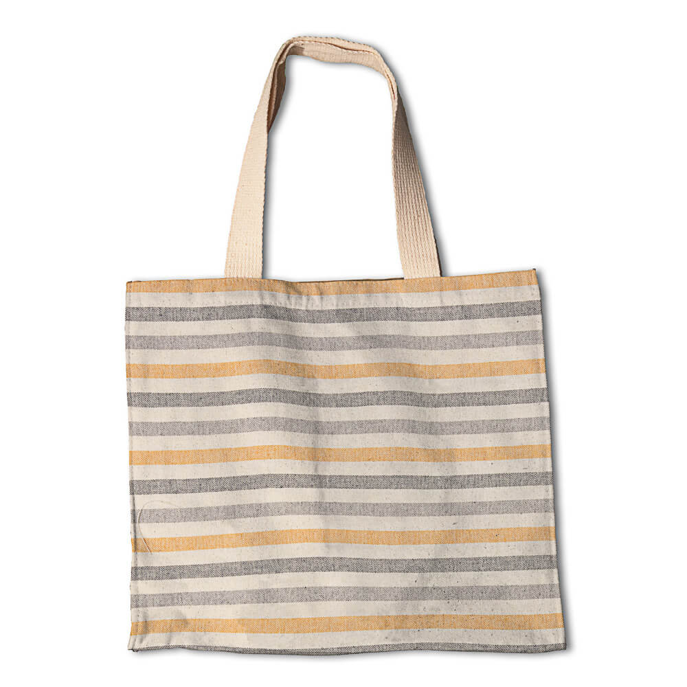 Toile de coton rayée bleu-moutarde - Ribes y Casals