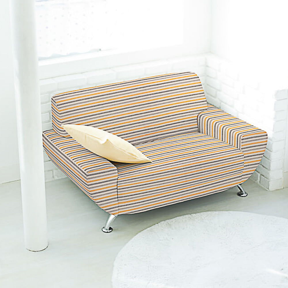 Toile de coton rayée bleu-moutarde - Ribes y Casals