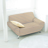 Toile de coton rayée bleu-moutarde - Ribes y Casals