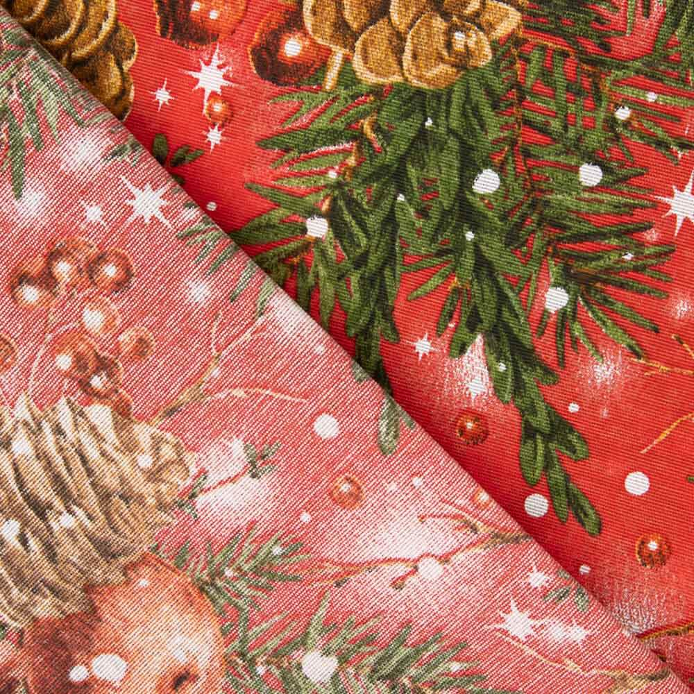 Retal Loneta Navidad Bolas Rojo 135x280 cm - Ribes y Casals