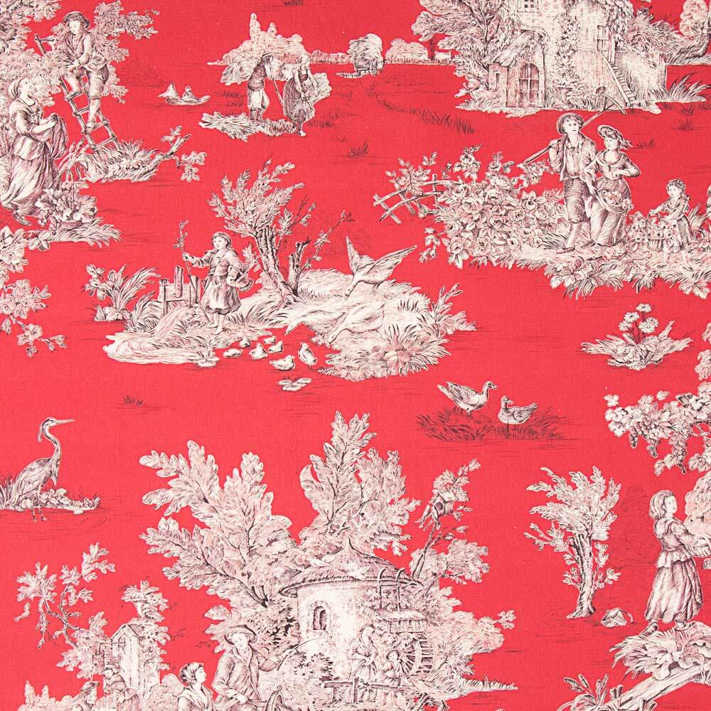 Toile De Jouy Fond Rouge - Ribes y Casals