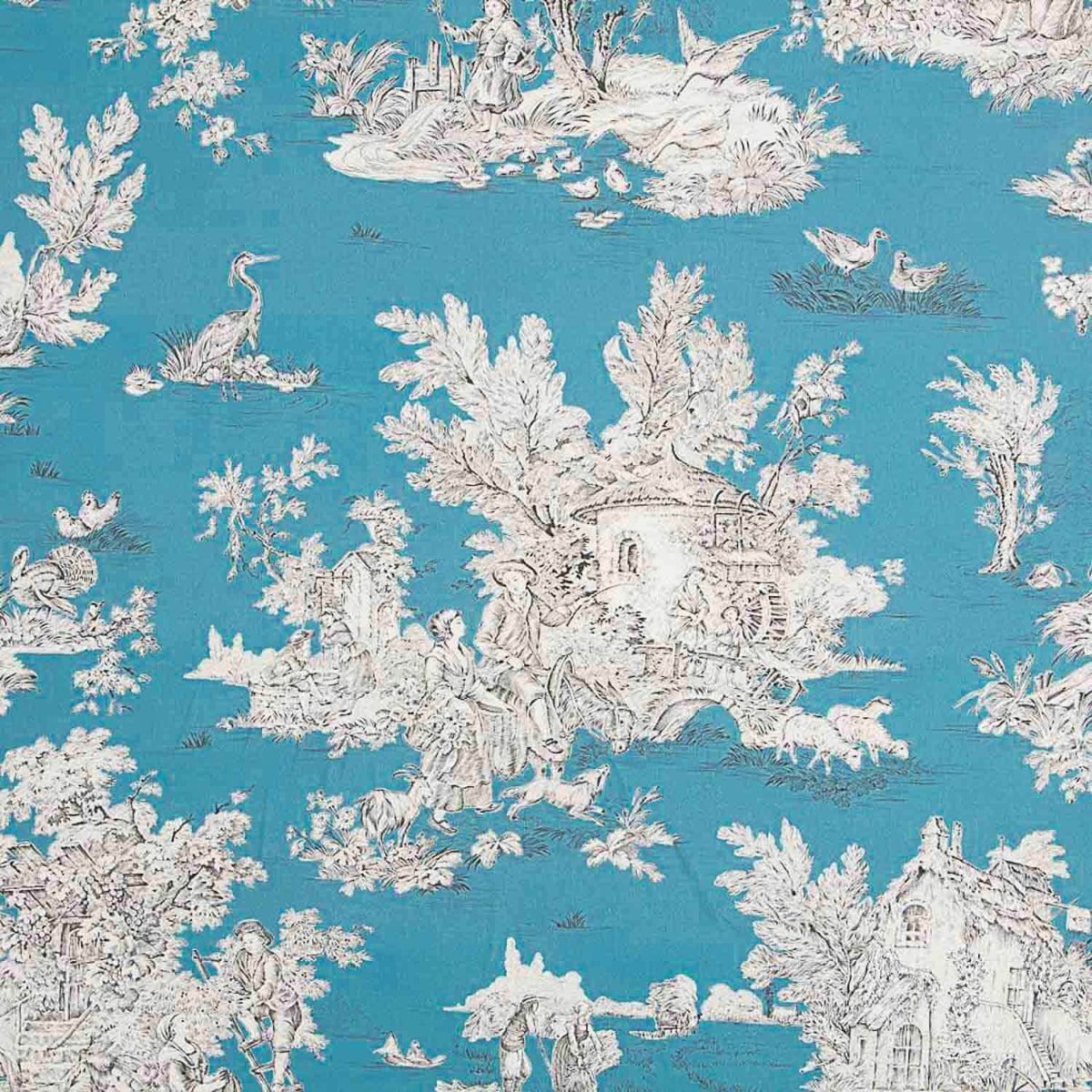 Toile Toile De Jouy Fond Bleu - Ribes y Casals