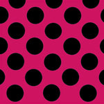 Pois Spandex 25mm Fond Fuchsia Pois Noir - Ribes y Casals