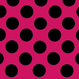 Pois Spandex 25mm Fond Fuchsia Pois Noir - Ribes y Casals