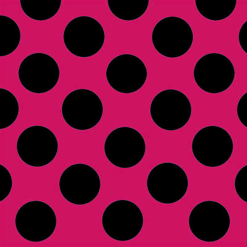 Pois Spandex 25mm Fond Fuchsia Pois Noir - Ribes y Casals