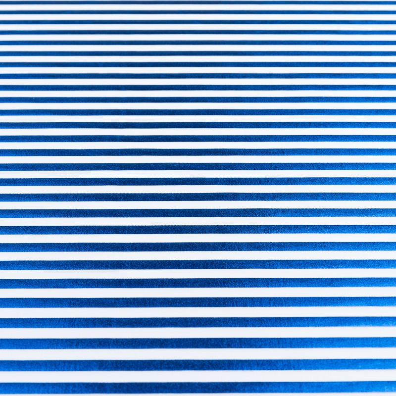 Lycra Imprimé Laminé Rayures Metal Bleu - Ribes y Casals