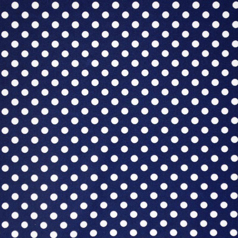 Lycra Imprimé à Pois Blanc Fond Bleu Marine - Ribes y Casals