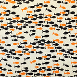 Lycra Imprime Poissons Noir Orange - Ribes y Casals