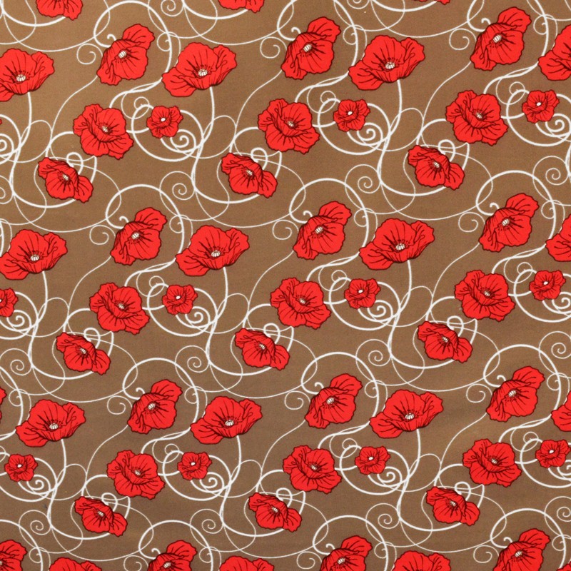 Lycra Imprime Rose Fond Taupe - Ribes y Casals