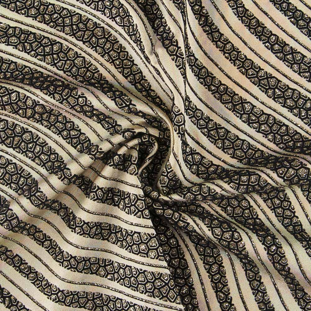 Lycra Floqué Vagues Or - Ribes y Casals