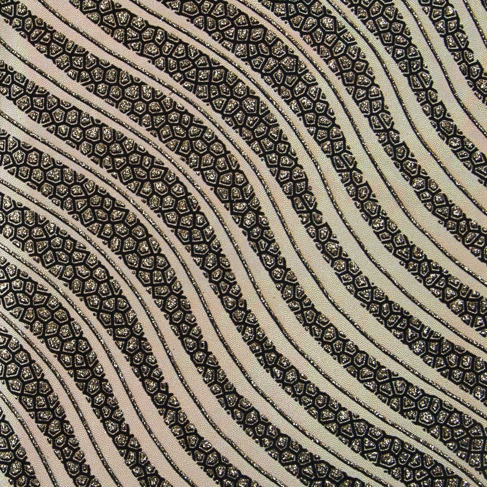 Lycra Floqué Vagues Or - Ribes y Casals