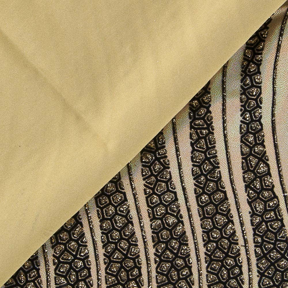 Lycra Floqué Vagues Or - Ribes y Casals