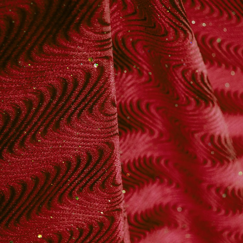 Lycra Glitter Velours Rouge - Ribes y Casals
