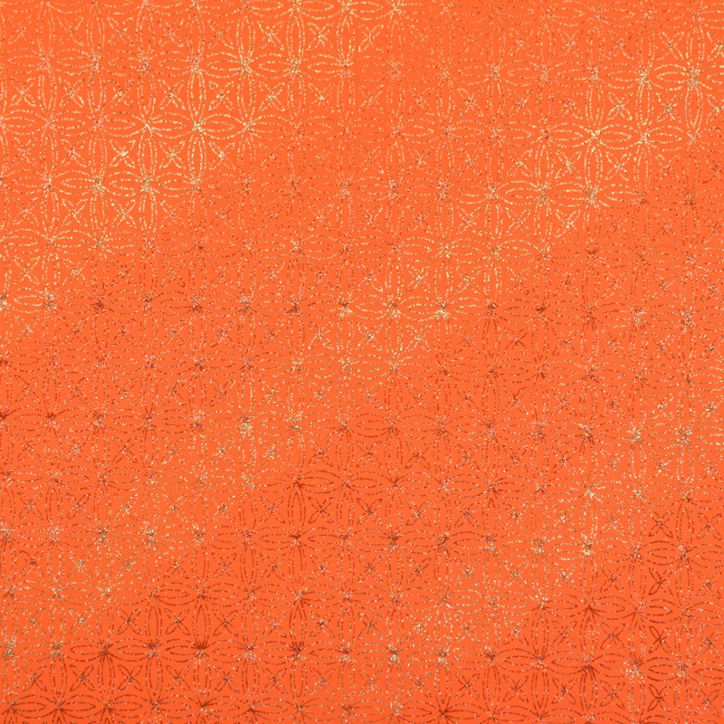 Lycra Paillettes Fleurs Orange Fluo - Ribes y Casals