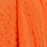 Lycra Paillettes Fleurs Orange Fluo - Ribes y Casals
