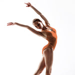 Lycra Paillettes Fleurs Orange Fluo - Ribes y Casals