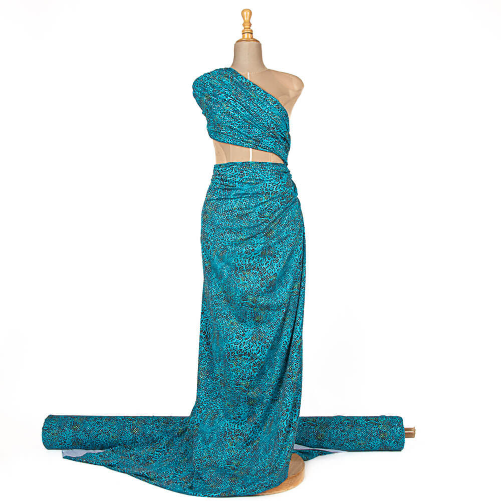 Lycra Lurex Turquoise Léopard - Ribes y Casals