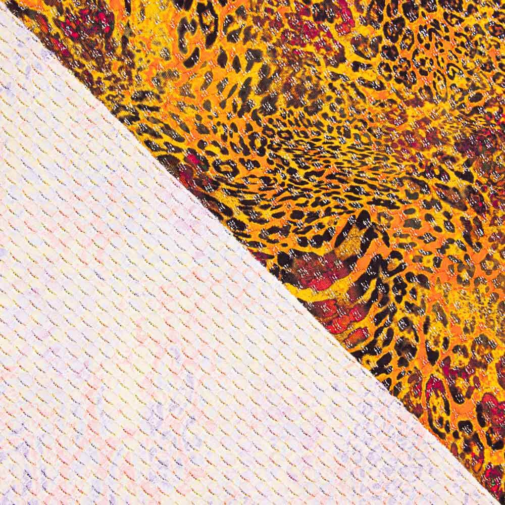 Lycra Lurex Léopard Orange - Ribes y Casals