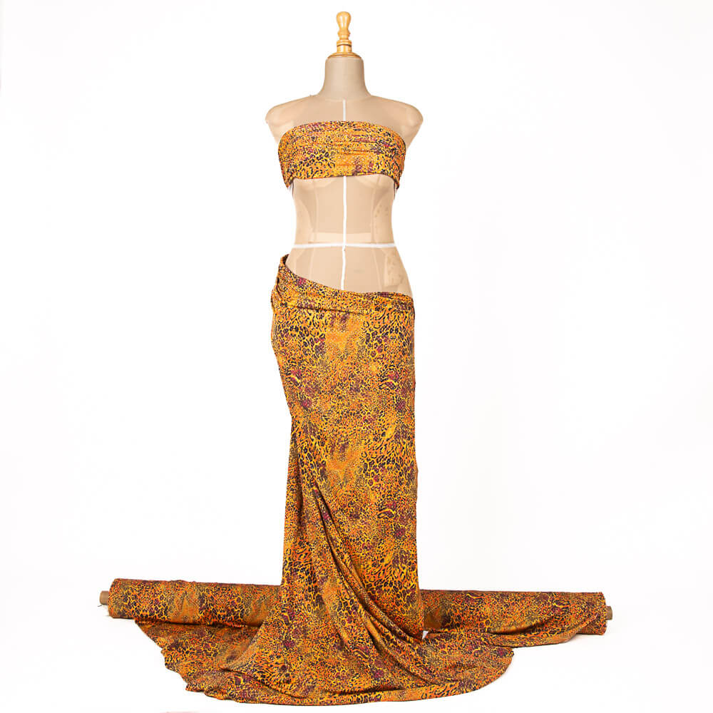 Lycra Lurex Léopard Orange - Ribes y Casals