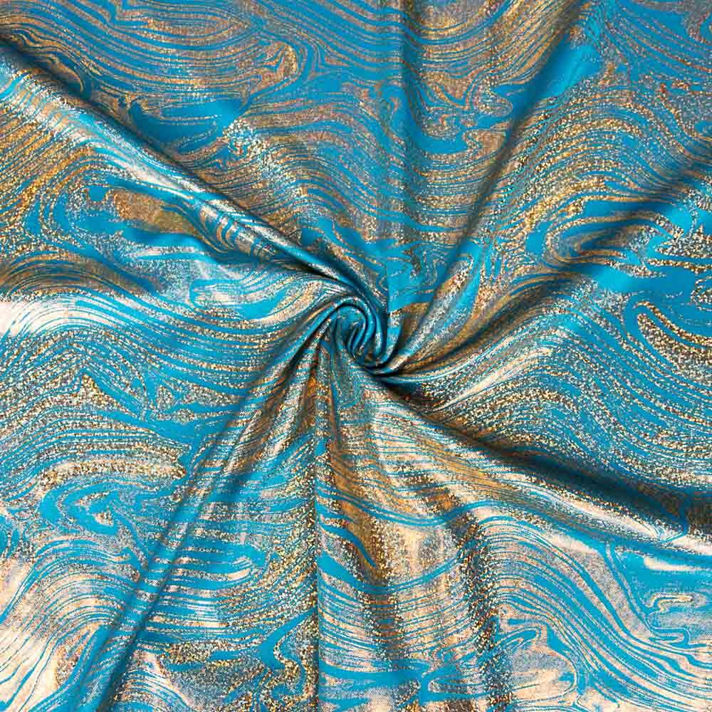 Lycra Foil marbré turquoise - Ribes y Casals