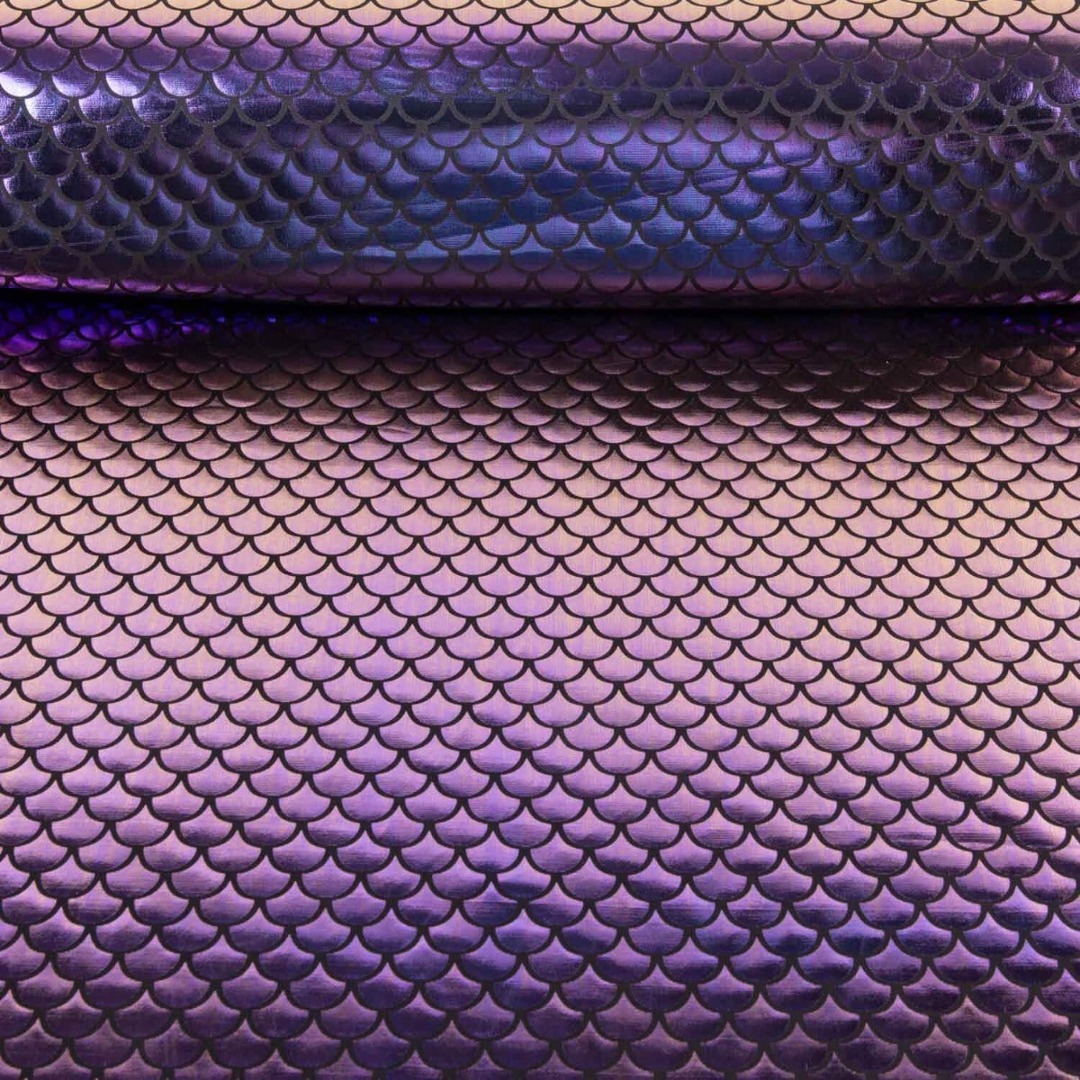 Tissu extensible imprimé métallisé – Aqua lilas - Ribes y Casals