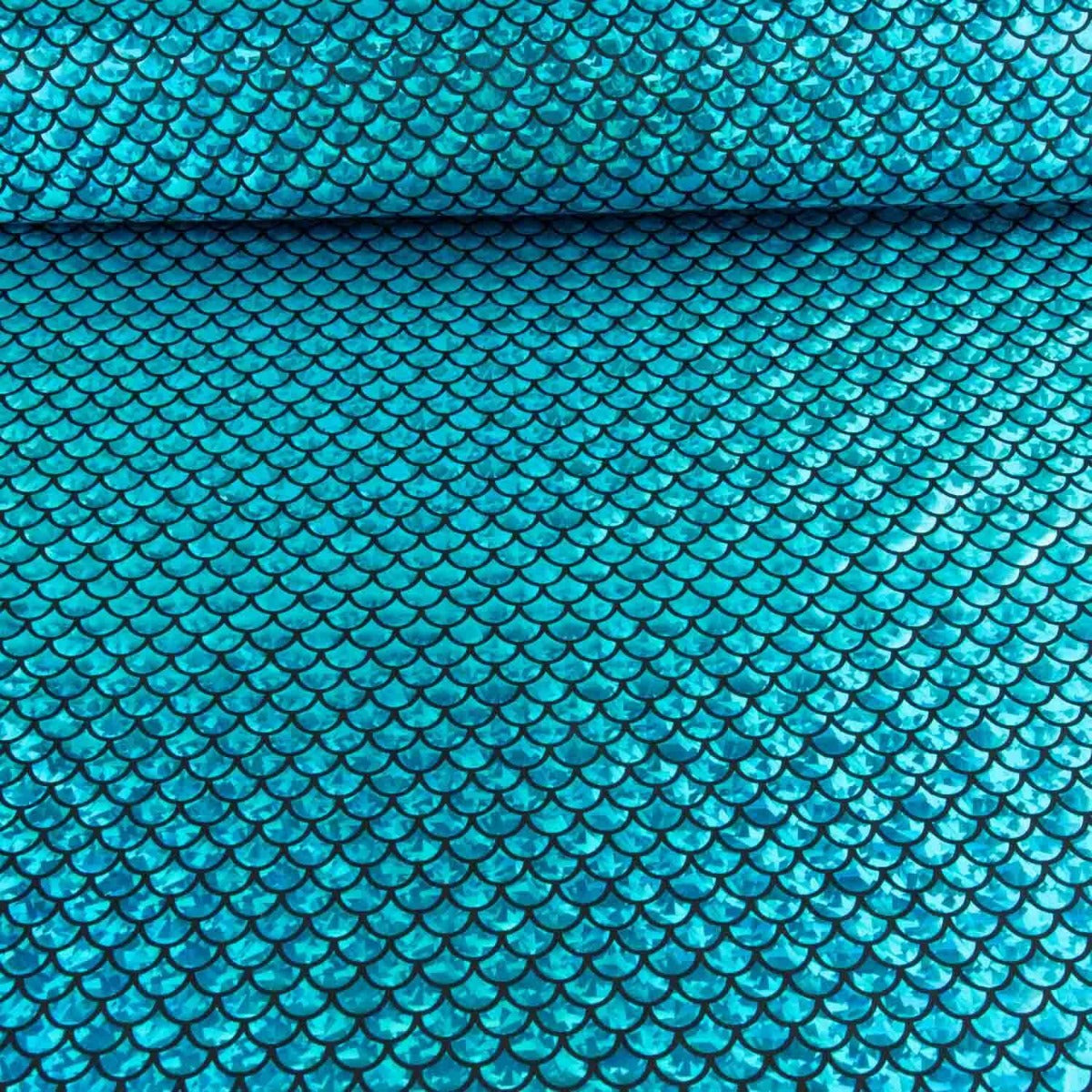 Tissu extensible imprimé métallisé – Aqua Blue - Ribes y Casals