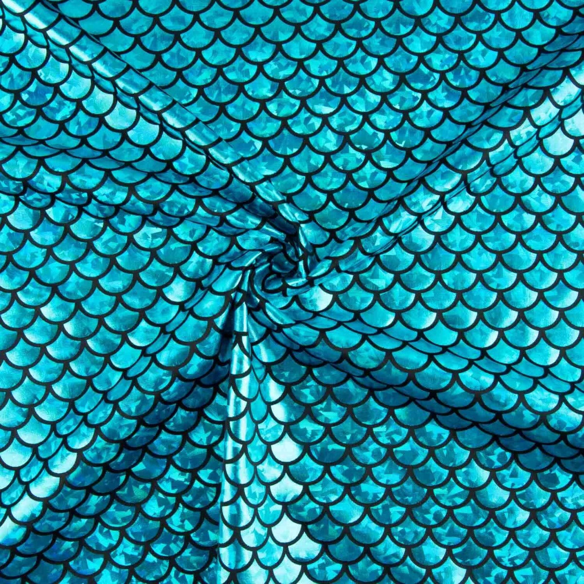 Tissu extensible imprimé métallisé – Aqua Blue - Ribes y Casals