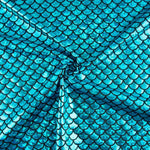 Tissu extensible imprimé métallisé – Aqua Blue - Ribes y Casals