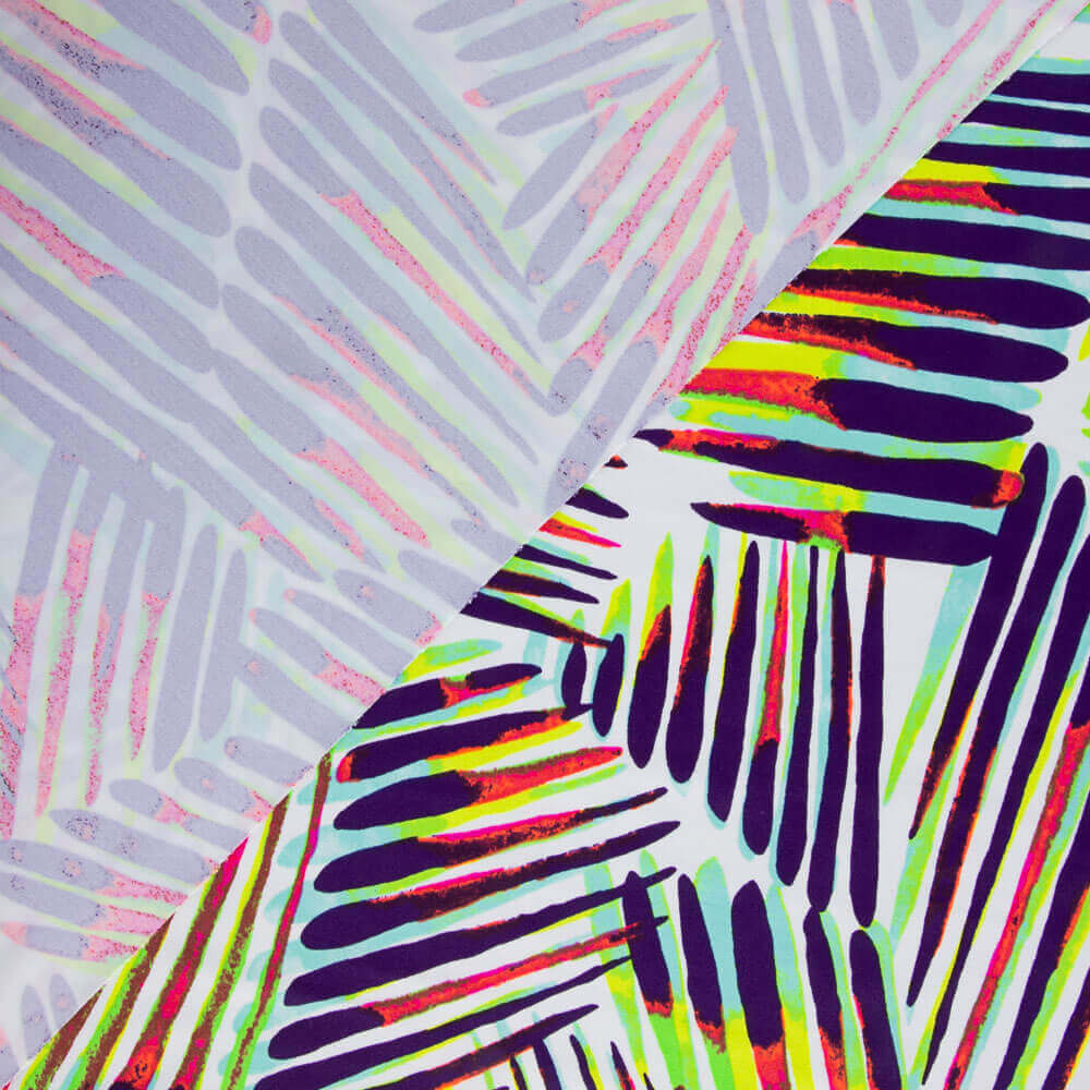 Lycra Imprimé Rayé Lime-Violet - Ribes y Casals