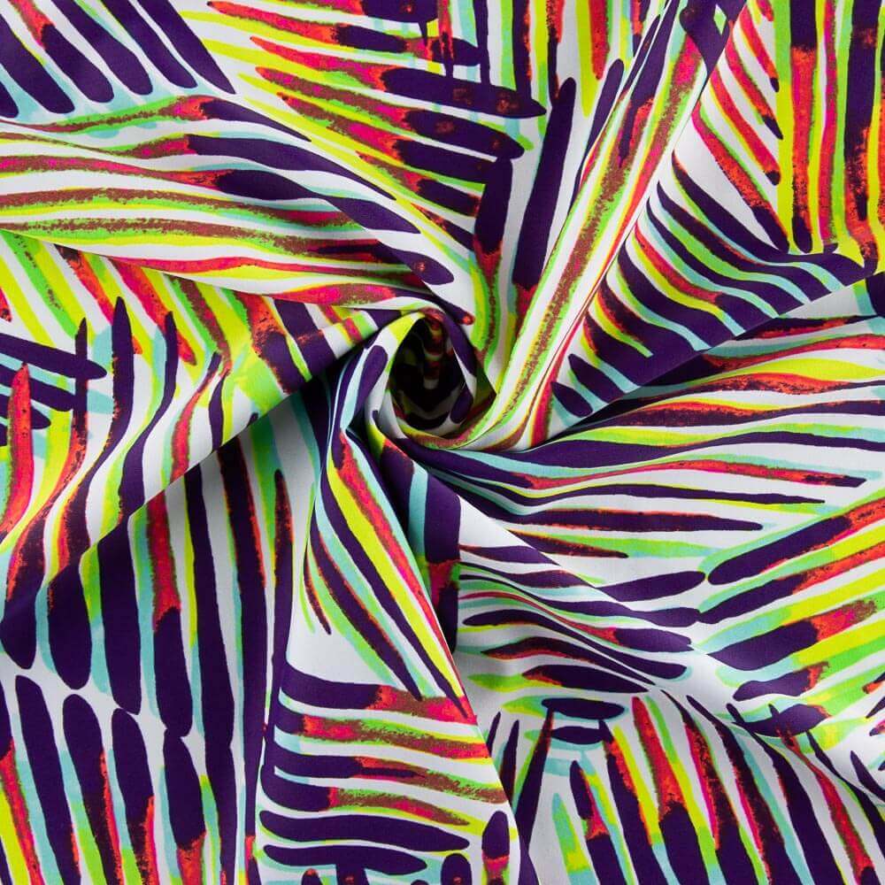Lycra Imprimé Rayé Lime-Violet - Ribes y Casals