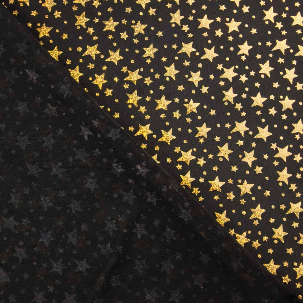 Tissu extensible imprimé métallisé – Étoiles dorées irisées - Ribes y Casals