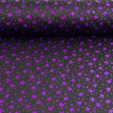 Tissu extensible imprimé métallisé – Étoiles violettes irisées - Ribes y Casals