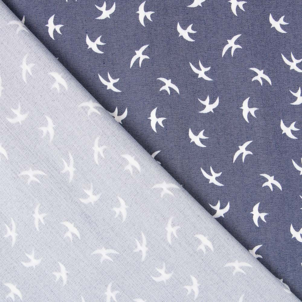 Lyocell Spandex Oiseaux Bleu - Ribes y Casals