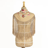 Châle flamenco brodé Cerro camel - Ribes y Casals