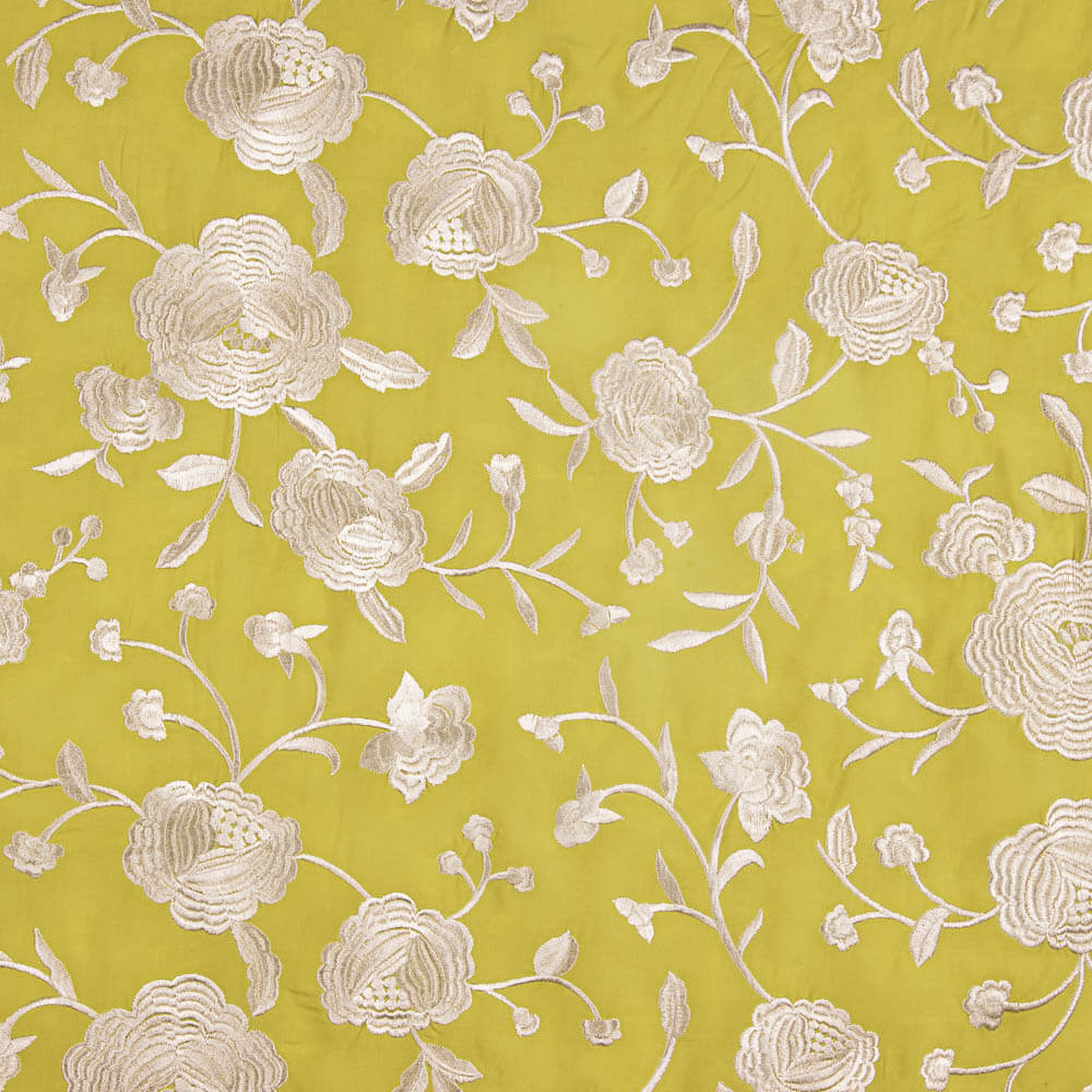 Châle brodé Crème Tencel Jaune Albero - Ribes y Casals