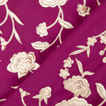 Châle brodé en crème Tencel rouge fraise - Ribes y Casals