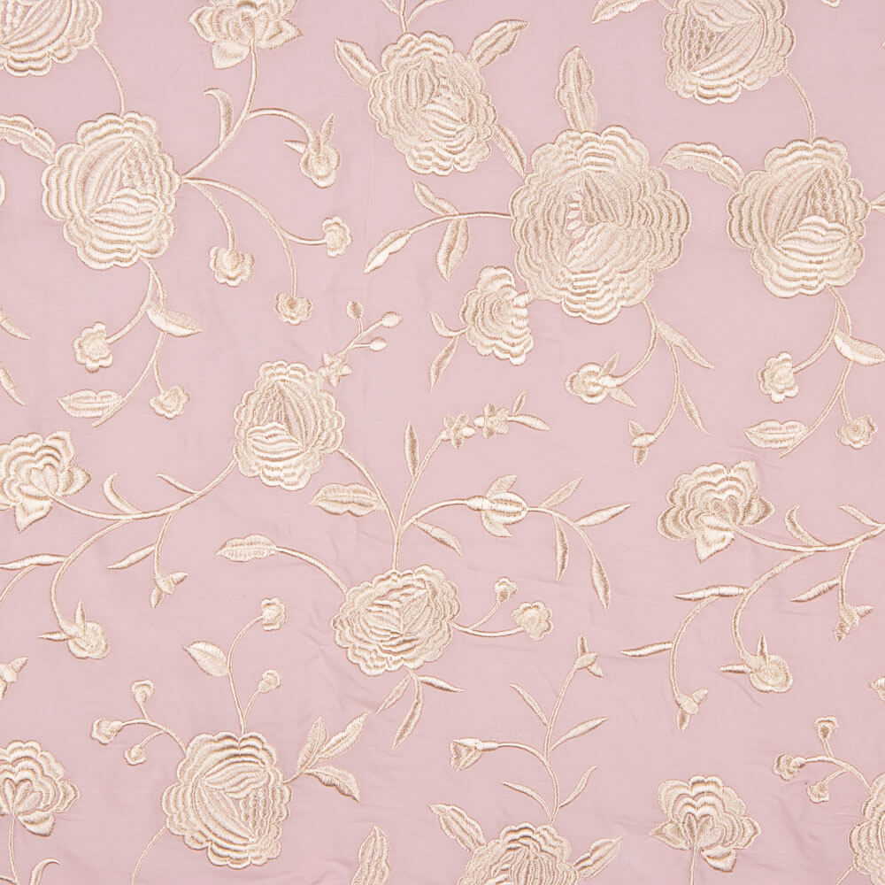 Châle brodé crème Tencel rose nacré - Ribes y Casals