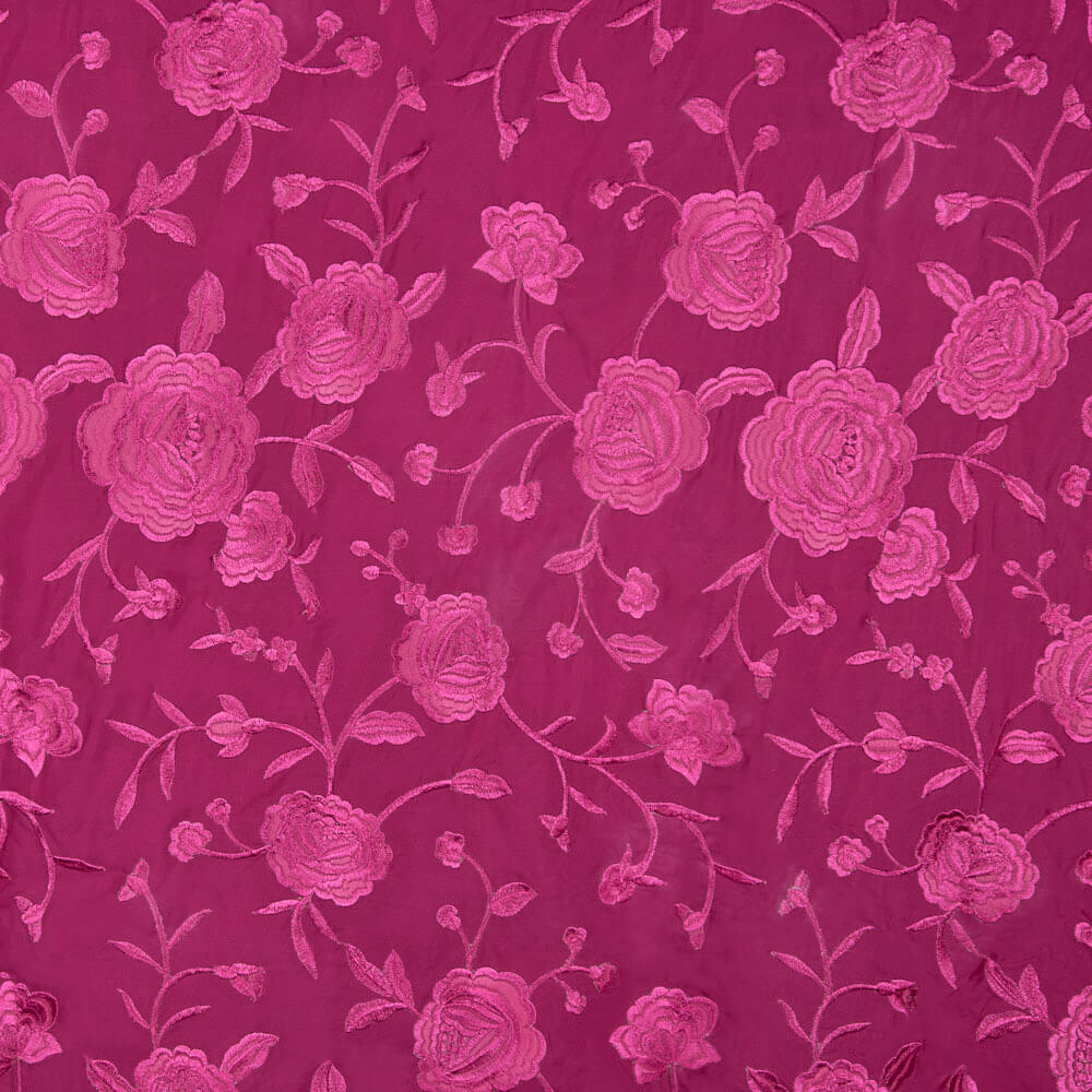 Châle brodé Fuchsia Tencel Rouge Fraise - Ribes y Casals