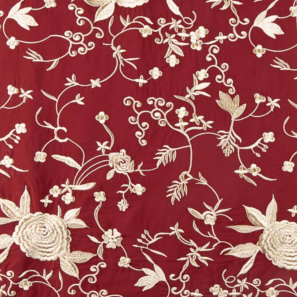 Châle brodé en Tencel rouge foncé - Ribes y Casals
