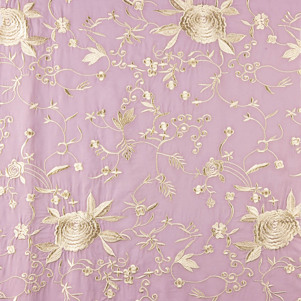 Châle Tencel Brodé Mauve - Ribes y Casals