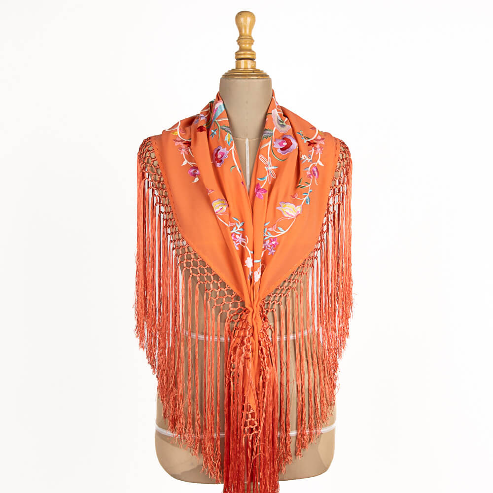 Châle flamenco brodé Cerro orange - Ribes y Casals