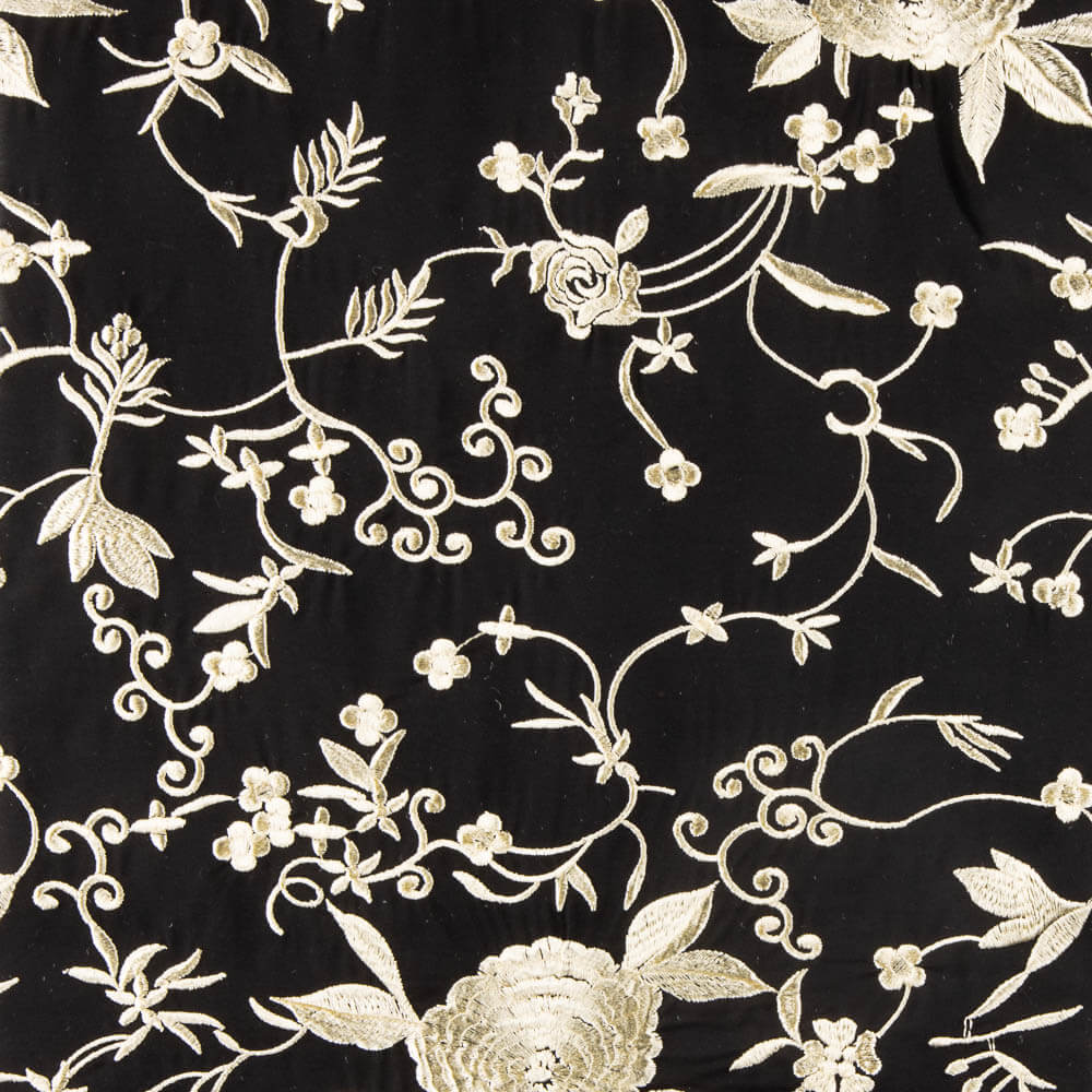 Châle Tencel Broderie Noir - Ribes y Casals