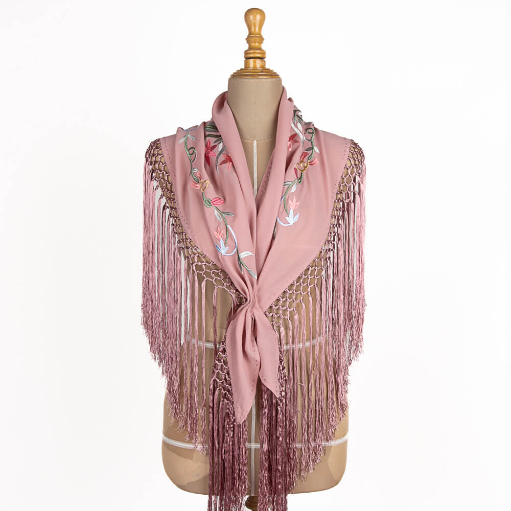 Châle flamenco brodé Cerro blush - Ribes y Casals